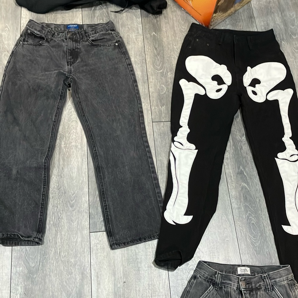 Grey/black emo baggy jeans